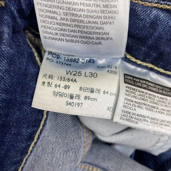 Levis Jeans Size 25 (24x29) Big E 721 High Rise Skinny Stretch Blue Denim - Picture 11 of 14